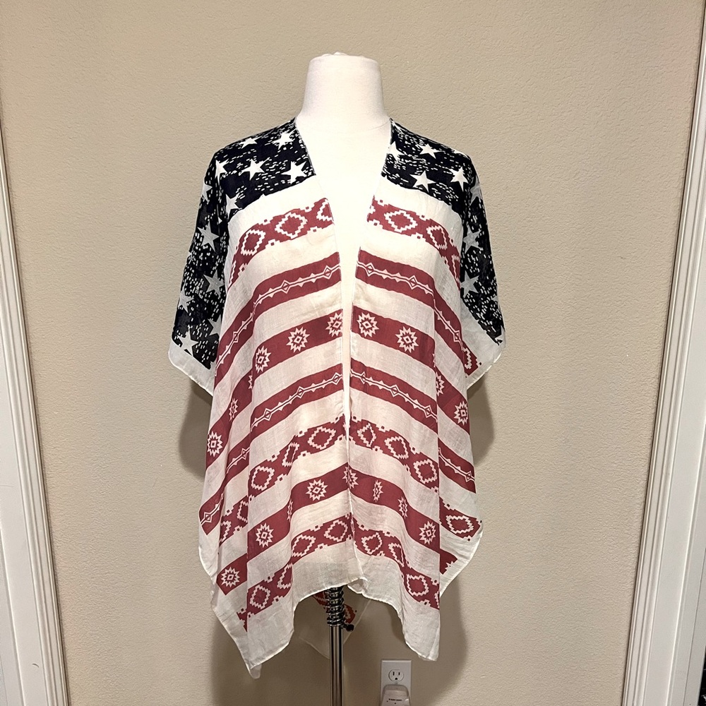Kimono Scarf Wrap, Red White & Blue Stars and Stripes